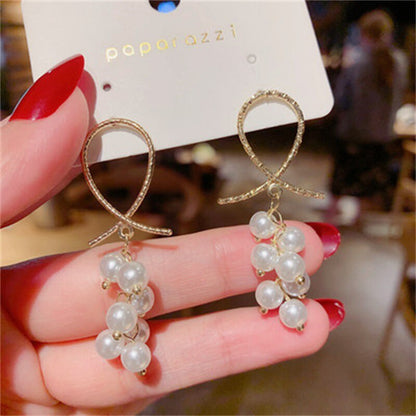 Pearl Grape Decor Lady Cute Dangle Earrings for Women Jewelry Girls Earrings