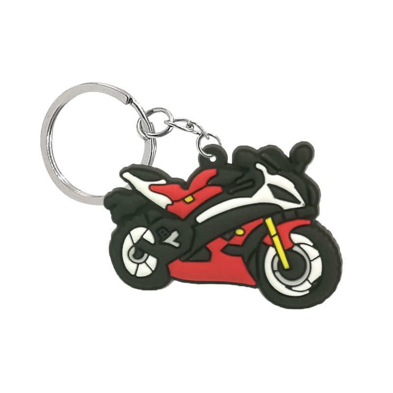 Red Motocycle PVC Keyring Cute Cartoon Style Keychains Bag Car Pendant Jewelry