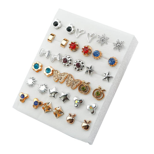 18 Pairs Apple Snow Stud Earrings Set Women Small Girl Earring Jewelry