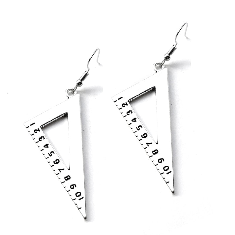 Creative Design Metal Triangle Ruler Drop Earrings Women Creativity Jewelry Cute