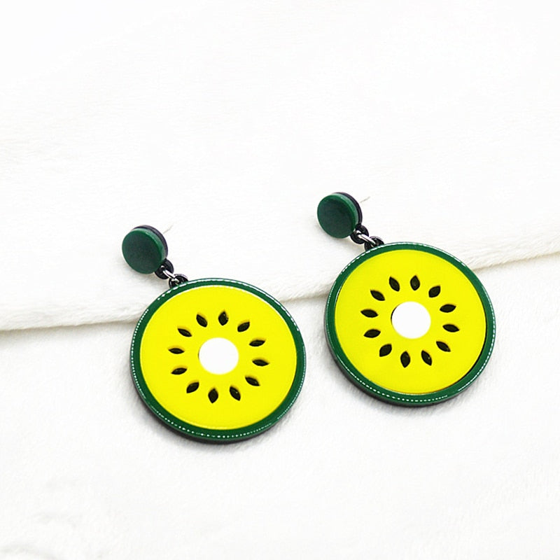 12 Styles Watermelon Lemon Strawberry Cherry Dangle Earrings Cartoon Ear