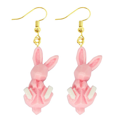 Pink Rabbit Drop Earrings Women Art Fashion Cartoon Earrings Creative Jewelry