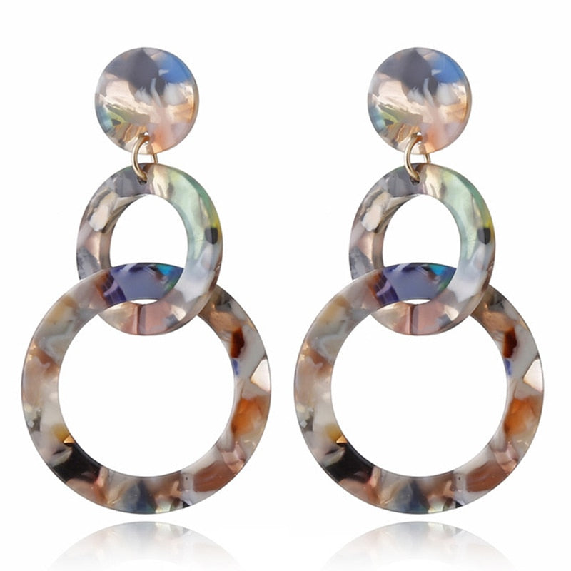 Colorful Acrylic Drop Earrings Modern Women Stylish Gift Jewelry Ear Fashion