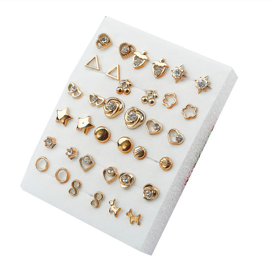 Hearts 18 Pairs Stud Earrings Cloud Shape Set Women Small Girl Earring Jewelry