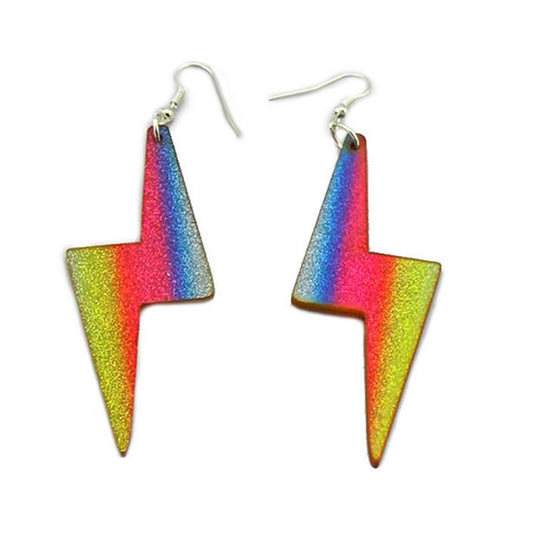 Colorful Glitter Lightning Acrylic Drop Earrings Women Girl Fashion Trendy