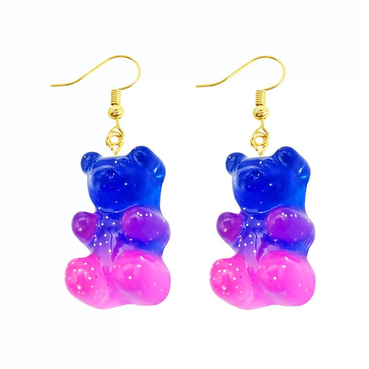 Pink Blue Bear Resin Animal Drop Earrings Women Creativity Jewelry Cute Earring