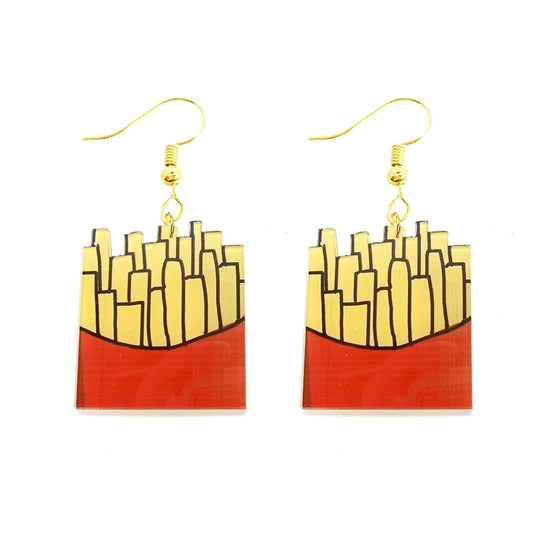 French Fries Acrylic Large Drop Earrings Cartoon Art Women Party Jewelry Ear