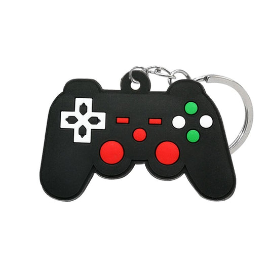 Black Gamepad PVC Keyring Cute Cartoon Style Keychains Bag Car Pendant Jewelry