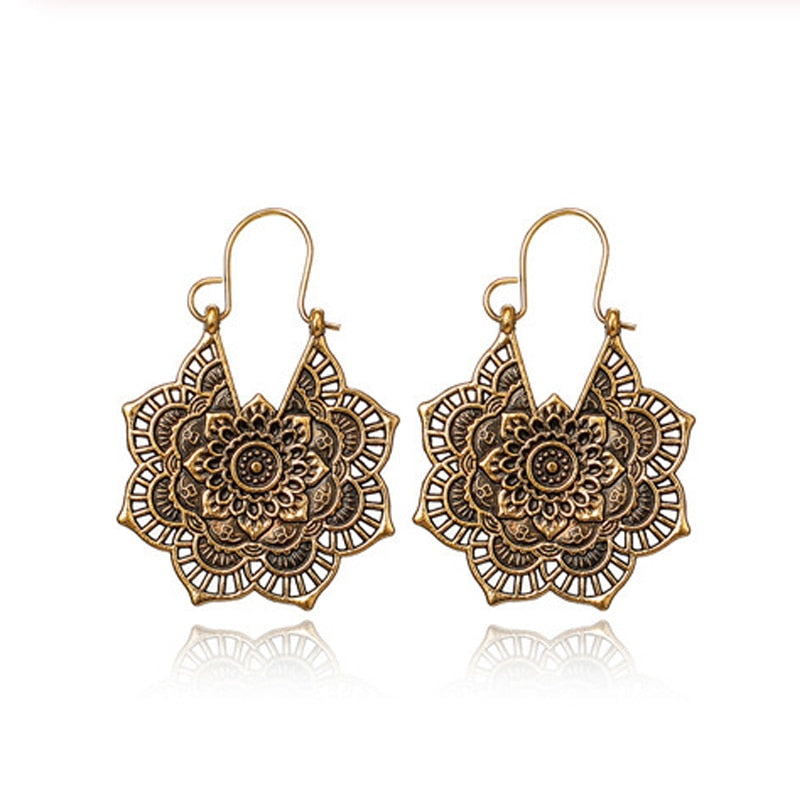 28 Styles Vintage Boho Geometric Carved Hoop Earrings Women Gifts Earring Cute