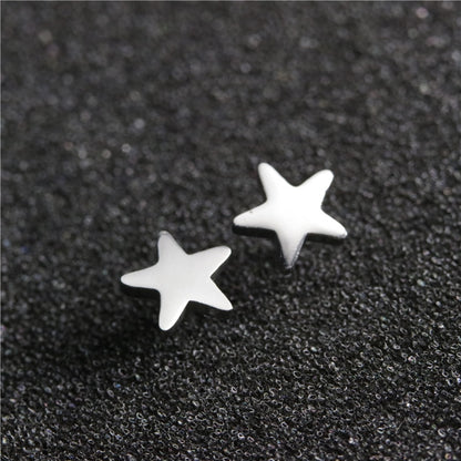 Five Pointed Star Stainless Steel Earrings Women Jewelry Small Studs Gifts