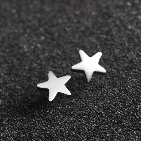 Five Pointed Star Stainless Steel Earrings Women Jewelry Small Studs Gifts