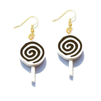 Black and White Spin Resin Candy Lollipop Drop Earrings Cartoon Ear Pendants