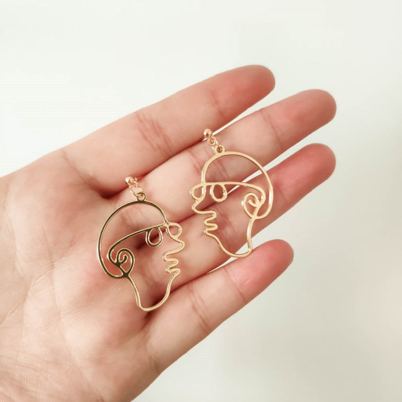 22 Styles Girl Face Abstract Line Drop Earrings Women Party Wedding Jewelry