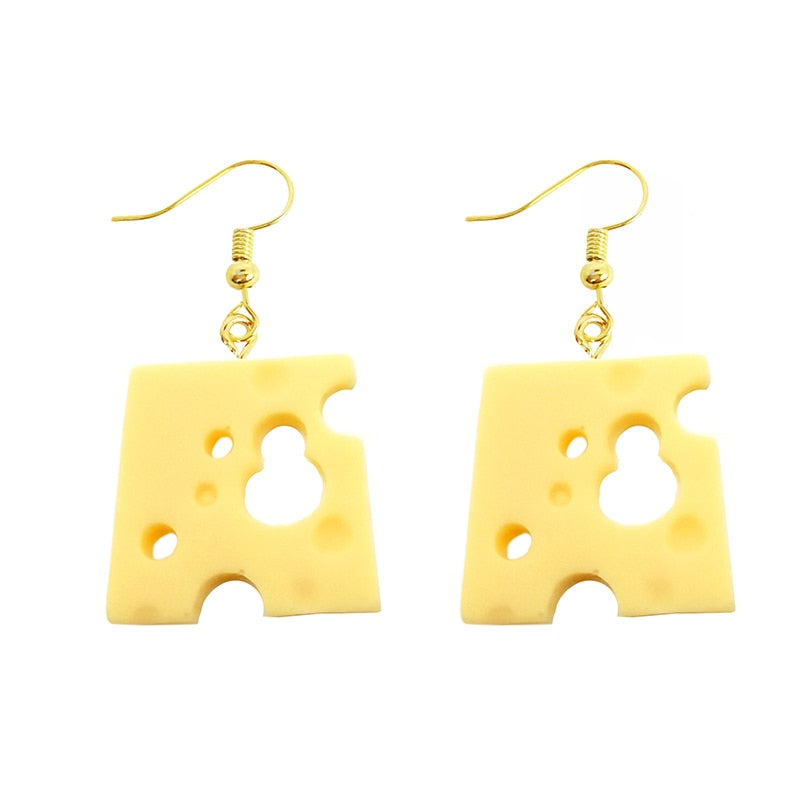 Cheese Slice Design Resin Drop Earrings Women Creativity Jewelry Cute Earring