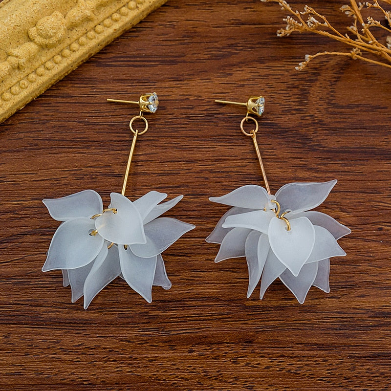 34 Styles Resin Flower Petal Dangle Earrings Fashion Party Girls Pendant