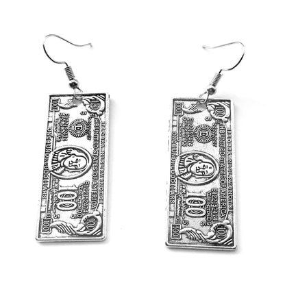 Creative Design Metal Money Design Drop Earrings Women Creativity Jewelry Cute