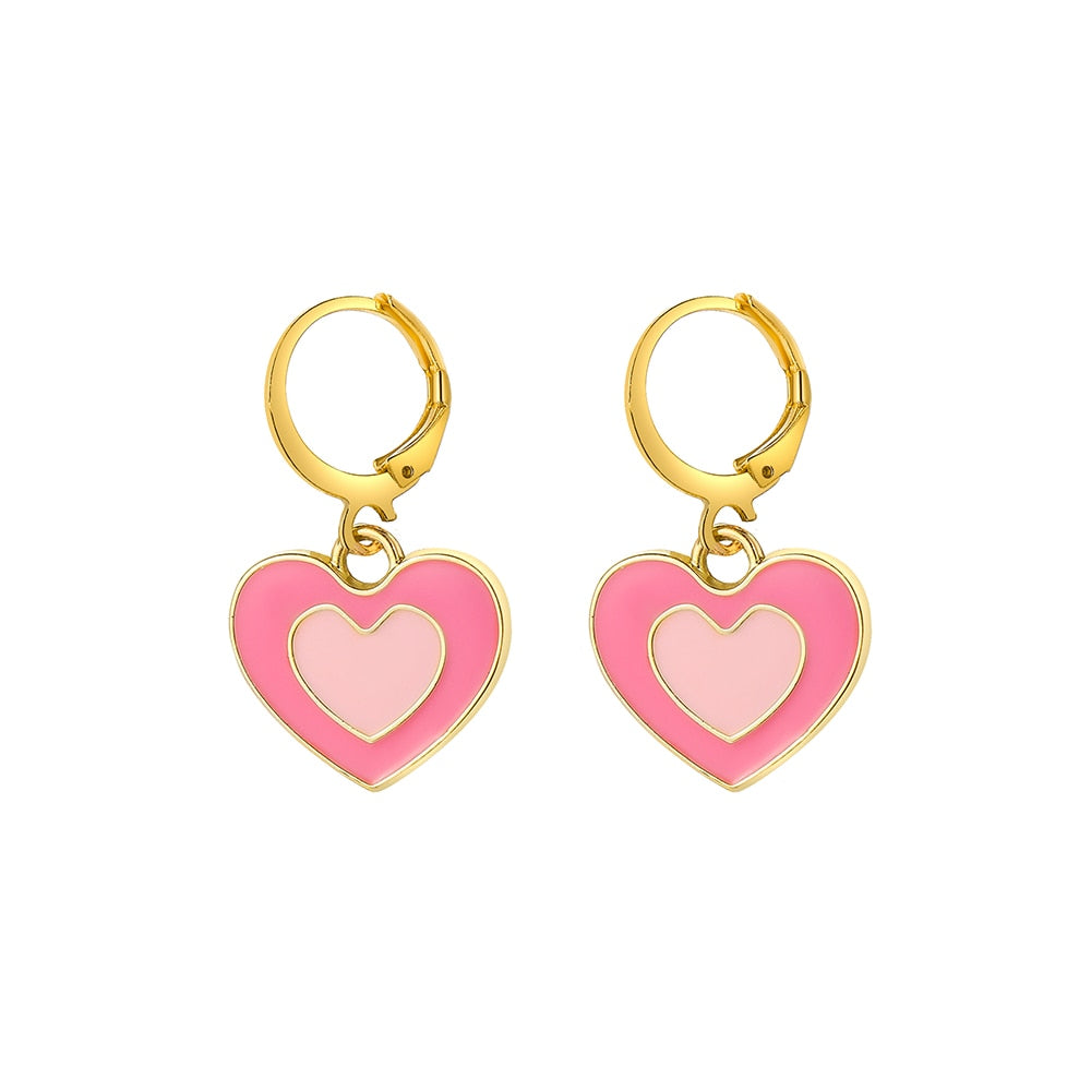 29 Styles Checkerboard Heart Lock Dangle Earrings Fashion Party Girls Pendant