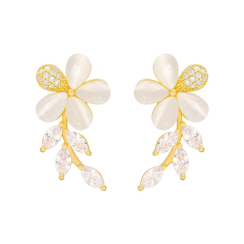 Flower Composition Stud Earrings Women Gift Wedding Party Fashion Jewelry