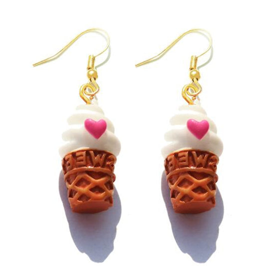 Funny Cute Ice Cream Waffle Drop Earrings Women Creativity Jewelry Cute Earring