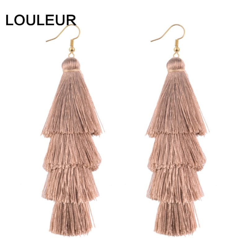 39 Styles  4 Layer Bohemian Multicolor Statement Tassel Dangle Earrings Women