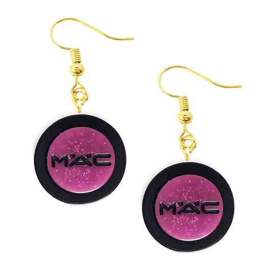 Purple Glitter Eyeshadow Drop Earrings Women Art Fashion Cartoon Earrings