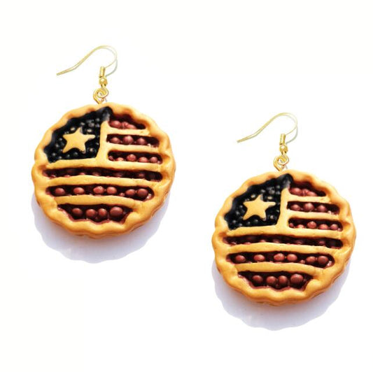 Flag Pie Drop Earrings Cartoon Art Women Party Jewelry Ear Fashion Pendant