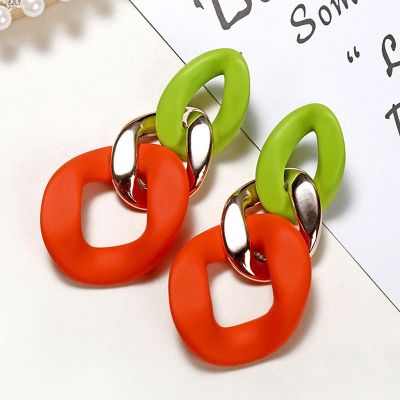 19 Styles Geometric Acrylic Irregular Hollow Circle Square Drop Earrings Modern