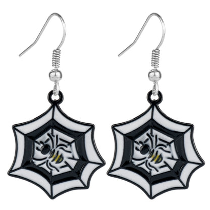 Black and White Spider Web Dangle Earrings for Girls Women Birthday Gift Lovely