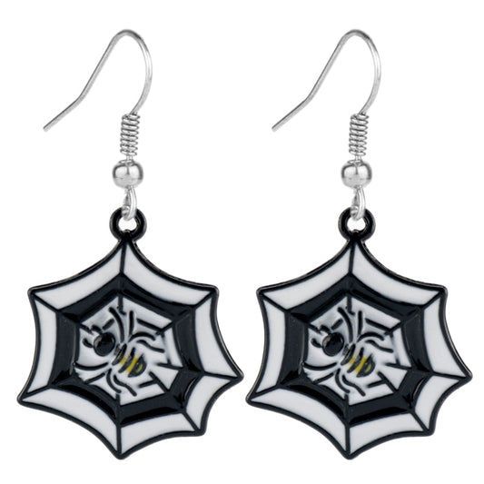 Black and White Spider Web Dangle Earrings for Girls Women Birthday Gift Lovely