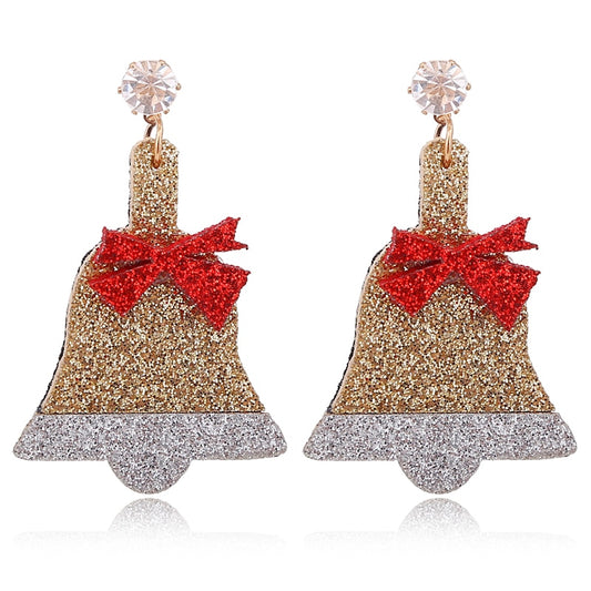 Glitter Bell Drop Earrings Women Girl Fashion Cartoon Ear Jewelry Accessories