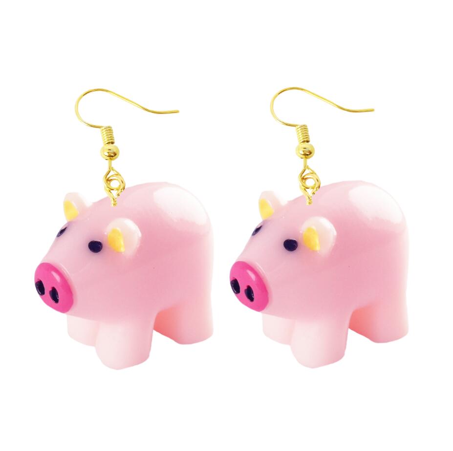 Cute Pig Drop Earrings Cartoon Art Women Party Jewelry Ear Fashion Pendant