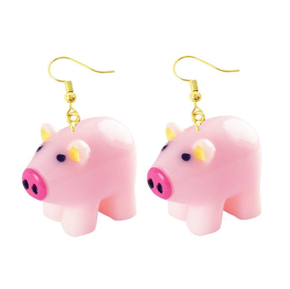 Cute Pig Drop Earrings Cartoon Art Women Party Jewelry Ear Fashion Pendant