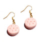 Resin Pink Cookie Sandwich Drop Earrings Women Art Fashion Cartoon Earrings