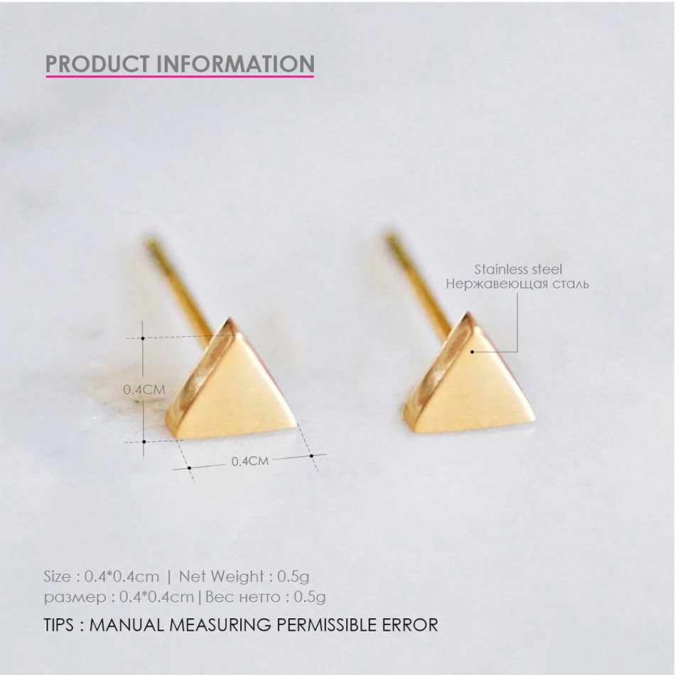 Mini Small Triangle Stainless Steel Earrings Women Stud Earrings Tiny Jewelry