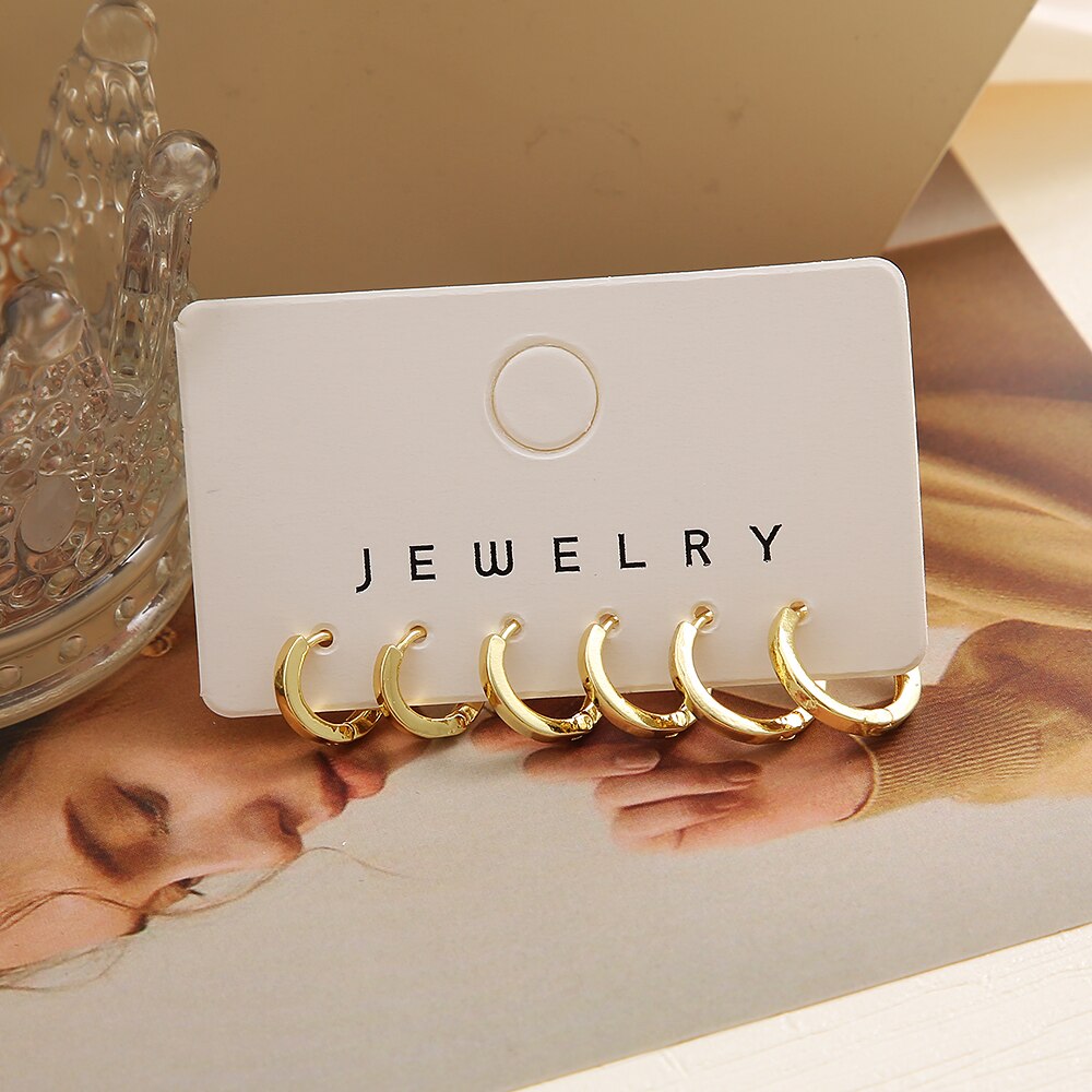 3 Pairs Minimalistic Hoop Earrings Fashion Women Summer Party Jewelry Girls