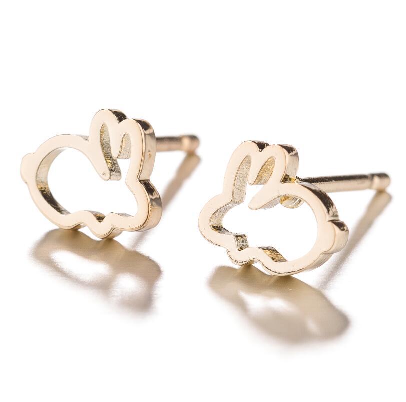 Rabbit Stainless Steel Stud Earrings for Women Animal Jewelry Earrings Female