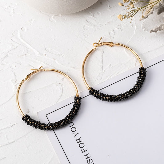 Black Rope Hoop Earrings Women Party Wedding Jewelry Dangle Gifts Earrings