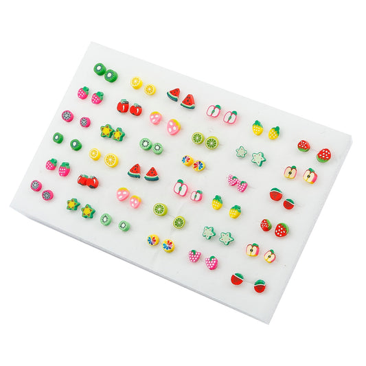 32 Pairs Apple Strawberry Fruity Stud Earrings Fruit Set Women Small Girl