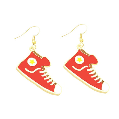 Red Shoes Drop Earrings Cartoon Art Women Party Jewelry Ear Fashion Pendant