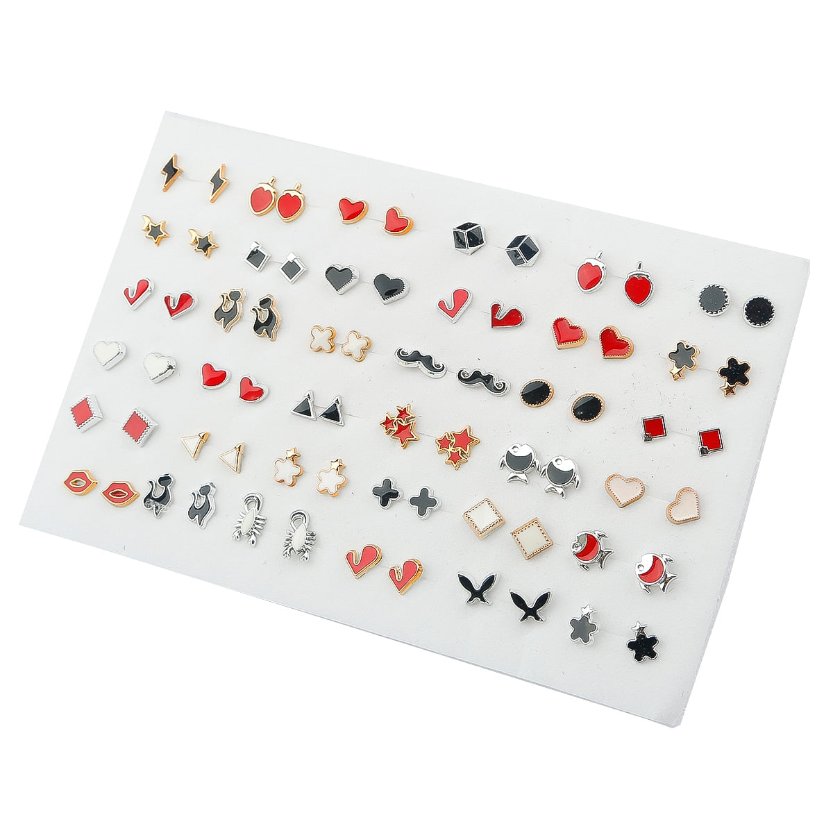 Moustache Fish Multi Shape Stud Earrings Set 32 Pairs Women Small Girl Earring