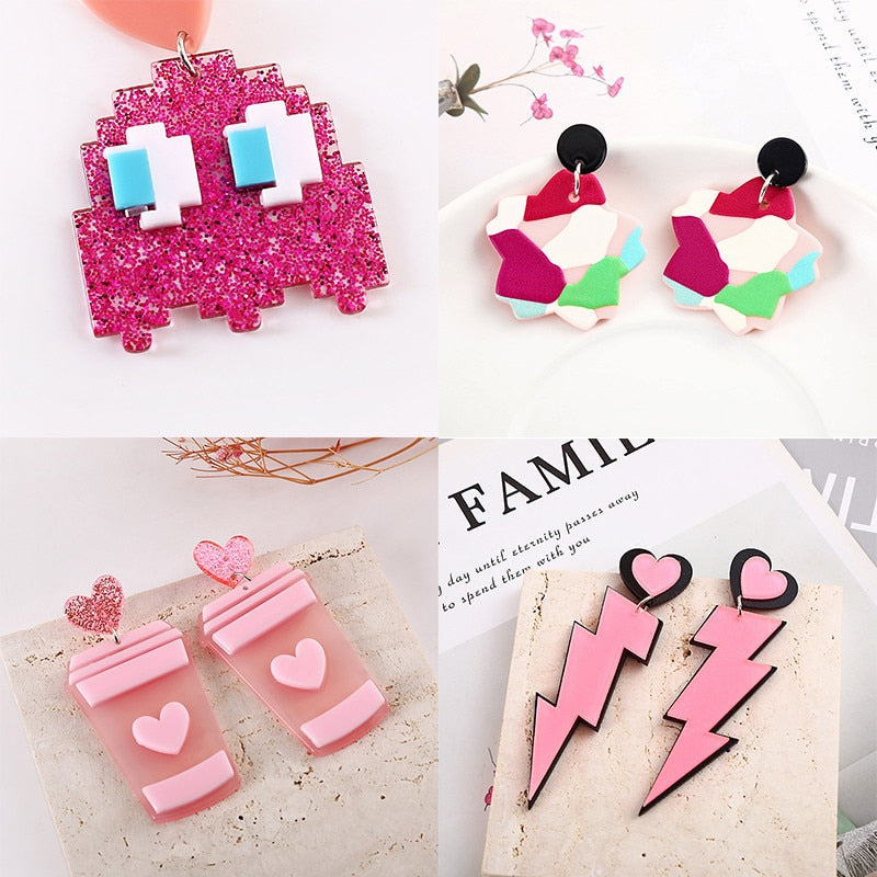 51 Styles Robot Donut Panda Lightning Drop Earrings Women Travel Fashion Cartoon