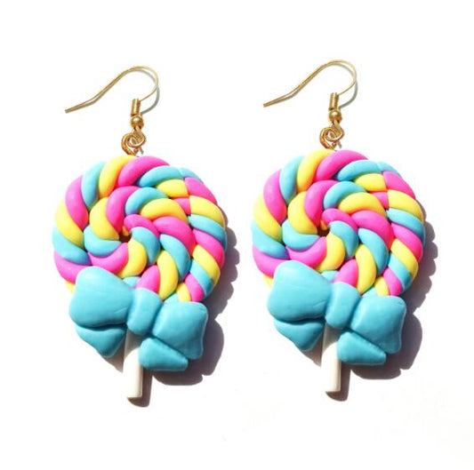 Blue Braid Resin Lollipop Drop Earrings Cartoon Ear Pendants Accessories Women