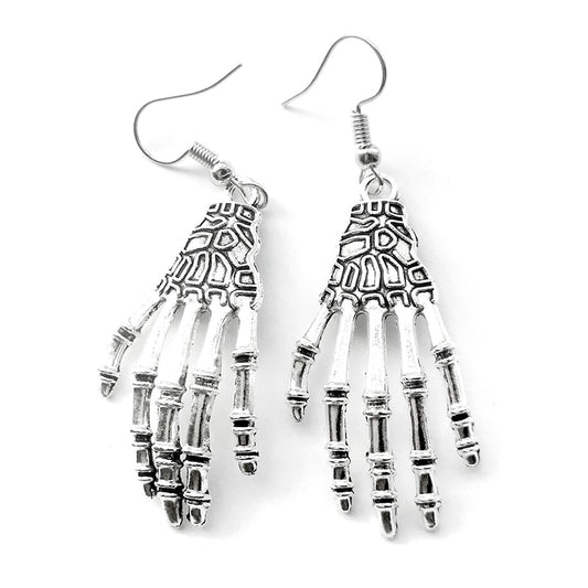 Handmade Textured Skeleton Hand Drop Earrings Women Travel Fashion Cartoon