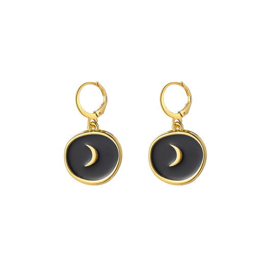 Black Moon Disc Dangle Earrings Fashion Party Girls Pendant Earrings Women