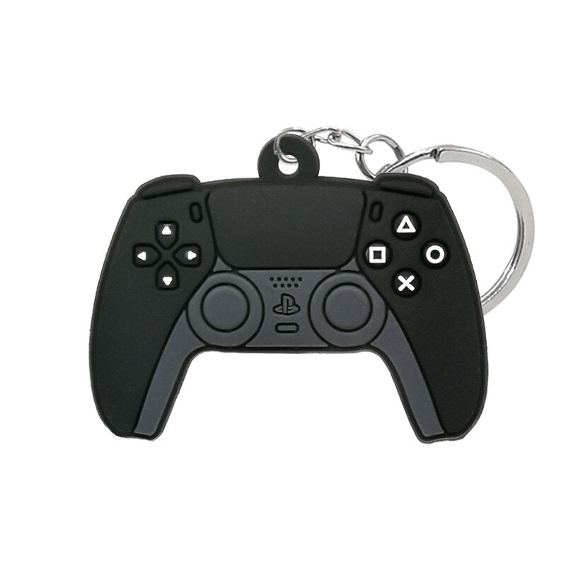 Modern Black Gamepad PVC Keyring Cute Cartoon Style Keychains Bag Car Pendant