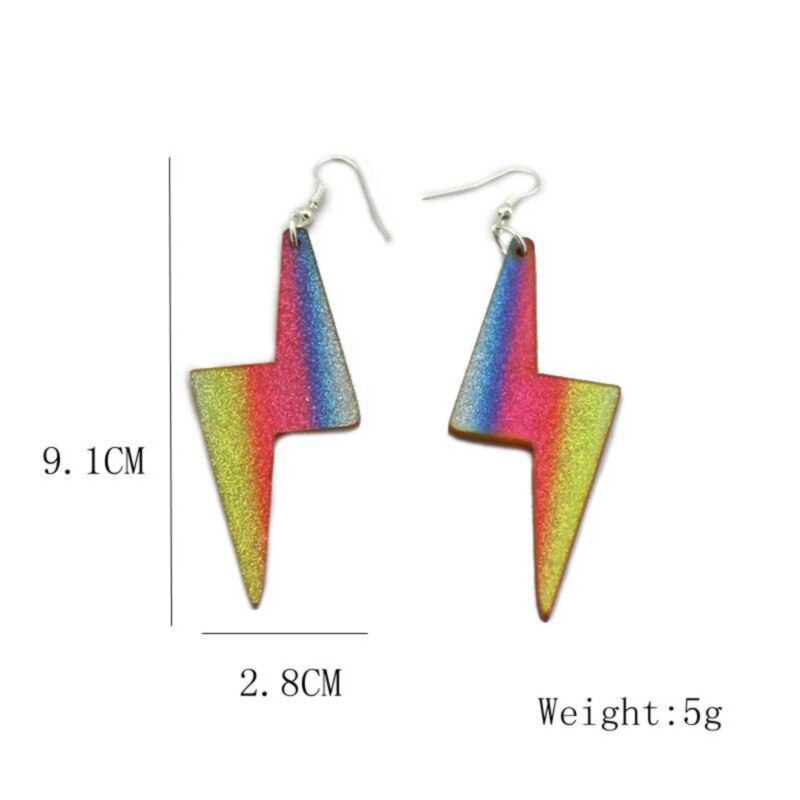 Colorful Glitter Lightning Acrylic Drop Earrings Women Girl Fashion Trendy