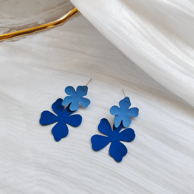 9 Styles Blue Color Geometric Flower Dangle Earrings Women Travel Fashion