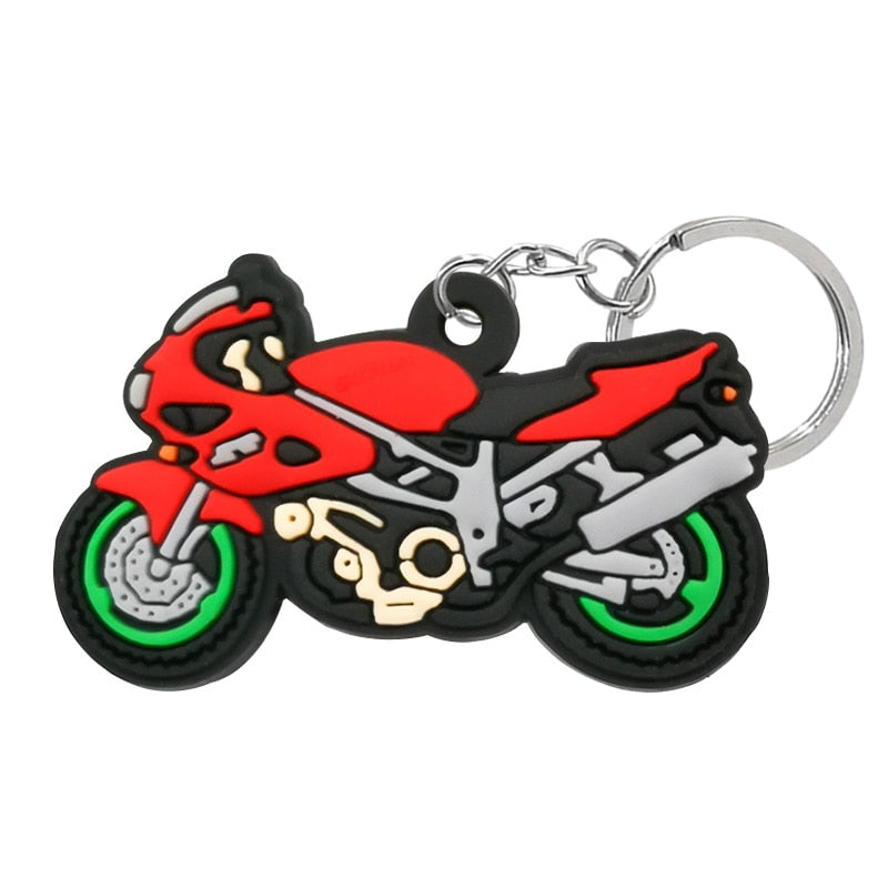 Sport Motocycle PVC Keyring Cute Cartoon Style Keychains Bag Car Pendant Jewelry