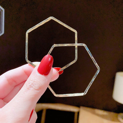 Hexagon Hoop Lady Cute Earrings for Women Jewelry Girls Earrings