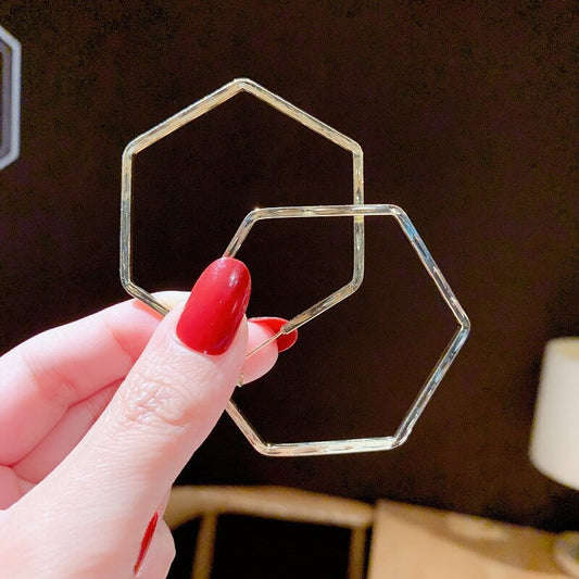 Hexagon Hoop Lady Cute Earrings for Women Jewelry Girls Earrings